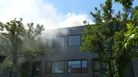 Condo building on fire Stock Footage 114810747