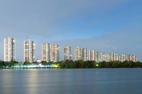 Condo building in twilight. Stock Photos