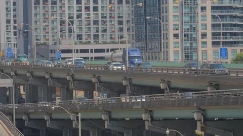 Condo Construction Development Building Gardiner Traffic Highway 2 Video stock 92319265