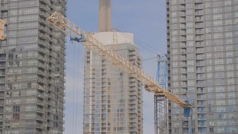 Condo Construction Development Building Tower Crane Condo Background Stock-Footage 92319434