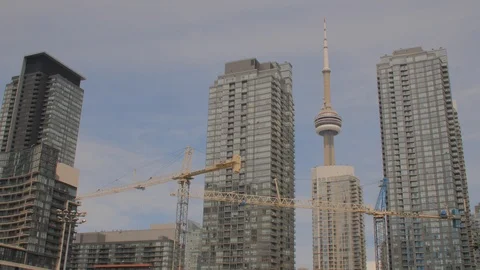 Condo Construction Development Building Tower Cranes CN Tower Medium Video stock 92319641