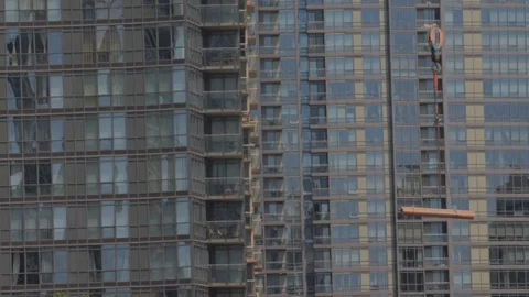 Condo Construction Development Tower Crane Building Pulley Load Transfer 스톡 동영상 92186672