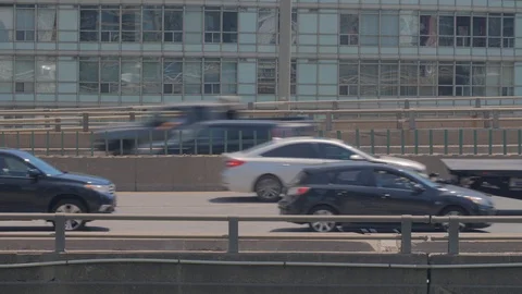 Condo Construction Development Tower Crane Building Highway Side View Video stock 92186675