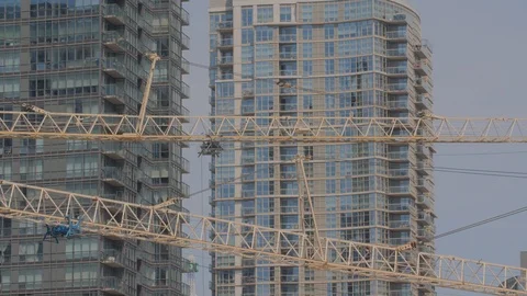 Condo Construction Development Tower Crane Building Boom Arms Vídeos de archivo 92186701