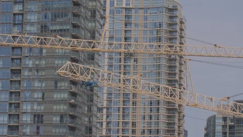 Condo Construction Development Tower Crane Building Boom Arms 3 Video stock 92186711