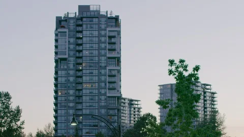 Condo highrises at dusk Stock Footage 103394109