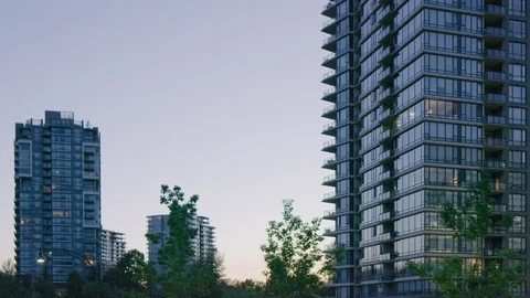 Condo highrises at dusk Stock Footage 103394256