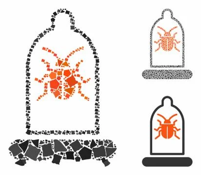 Condom bug Composition Icon of Ragged Parts Stock-Illustration