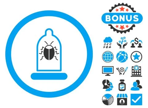 Condom Bug Flat Vector Icon with Bonus Stock-Illustration