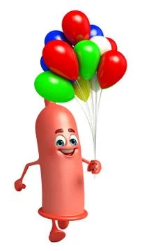 Condom character with balloons Stock-Illustration