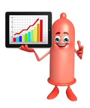 Condom character with business graph Stock-Illustration