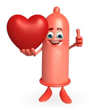 Condom character with heart Stock-Illustration