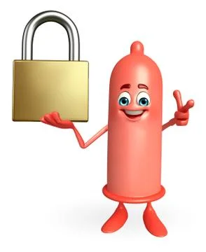 Condom character with lock Stock Illustration