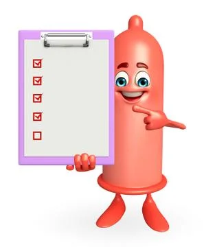 Condom character with notepad Stock-Illustration