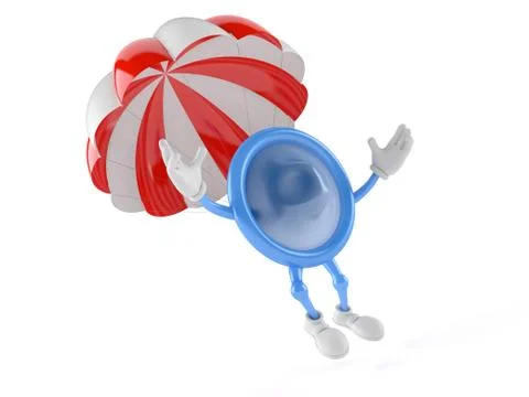 Condom character with parachute 스톡 일러스트