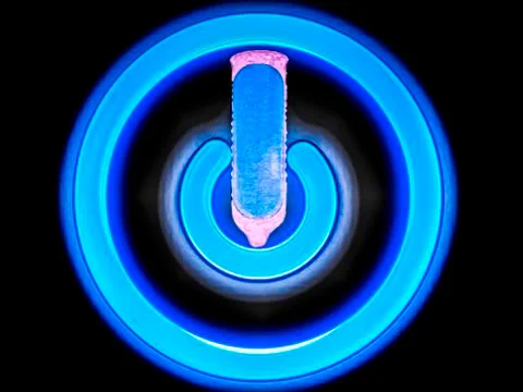 Condom on computer power button Stock-Illustration