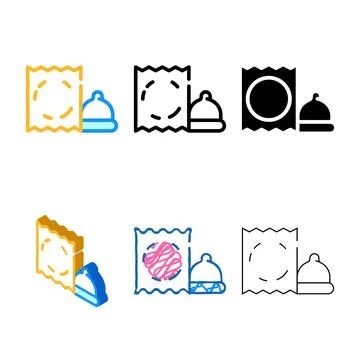 Condom contraceptive color icon vector set color Stock Illustration
