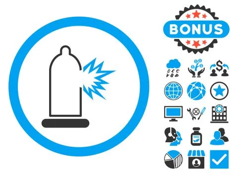 Condom Damage Flat Vector Icon with Bonus Stockillustratie