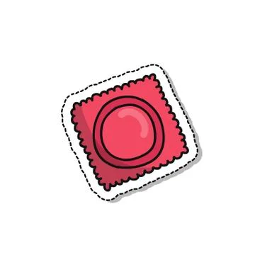 Condom doodle icon, vector sticker illustration Stock Illustration