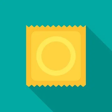 Condom icon with long shadow. Flat design style. Stock Illustration