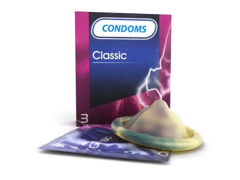 Condom pack 3d render on a white background Stock Illustration