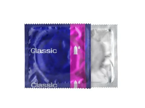 Condom pack 3d render on a white no shadow Stock Illustration