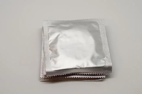 Condom pack isolated on white background with clipping path Foto stock