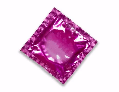 Condom package isolated on white background Stock Photos