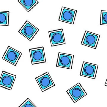 Condom package vector seamless pattern Stock Illustration