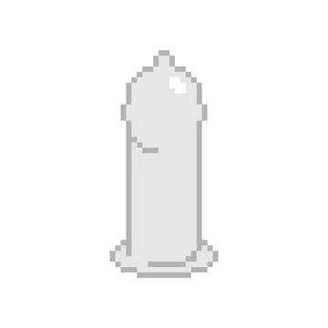 Condom pixel art. 8 bit Rubber Contraceptive. pixelated Remedy for genital .. 스톡 일러스트
