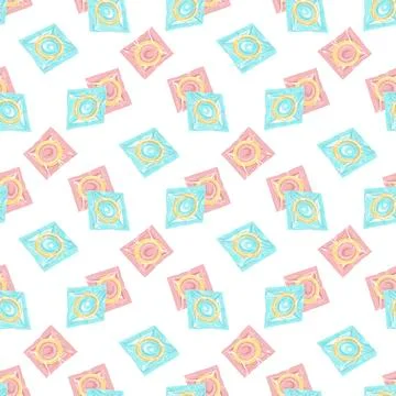 Condom seamless pattern. Condoms in packaging Stock-Illustration