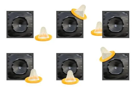 Condom set isolated Stock Photos