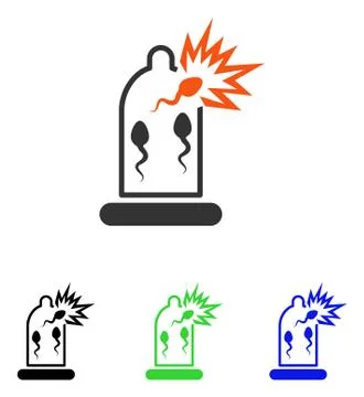 Condom Sperm Damage Flat Vector Icon Illustrazione stock