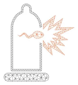 Condom Sperm Escape Polygonal Frame Vector Mesh Illustration Stock-Illustration