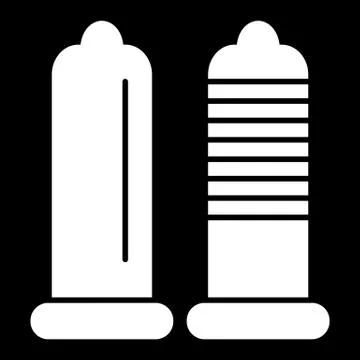 Condom style simple vector icon. Black and white illustration of sex toy. Solid Stock Illustration
