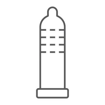 Condom thin line icon, rubber and protection, latex sign, vector graphics, a Stock-Illustration