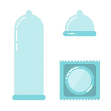Condom vector illustration. Contraceptive method. Condom wrapper, pack in flat Stock-Illustration