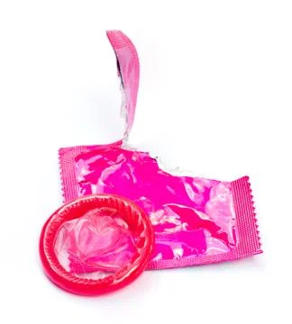 Condom on white background Stock Photos