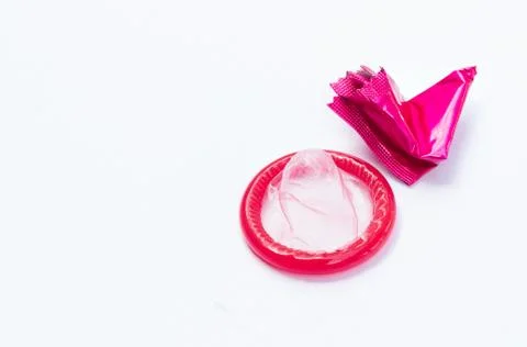 Condom on white background Stock Photos