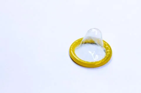 Condom on white background Foto stock