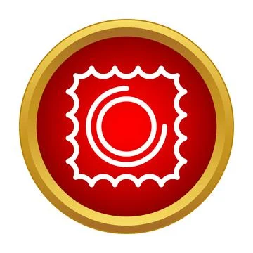 Condom wrapper outline icon on a red and gold circle イラスト素材