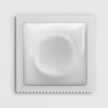 Condom wrapper package white blank template, packaging foil isolated Stock-Illustration