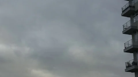 Condominium Balconies and Clouds Stock Footage 76392111