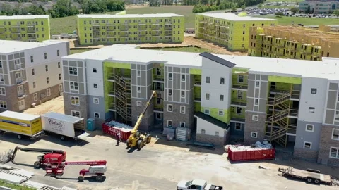 Condominium Development Under Construction Aerial 4k Residential Neighborhood 動画素材 196846940