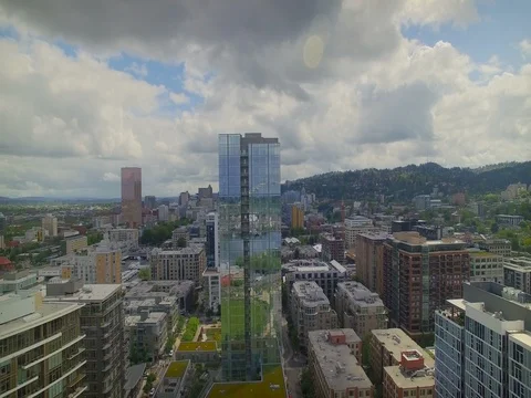 Condominium High Rise Dolly Left with City in Background Video stock 75997720