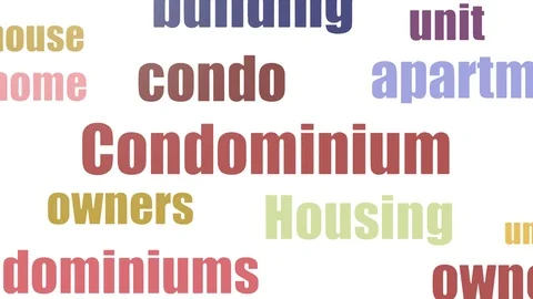 Condominium Tag Cloud Animated Isolated On White Stock Footage 107247379