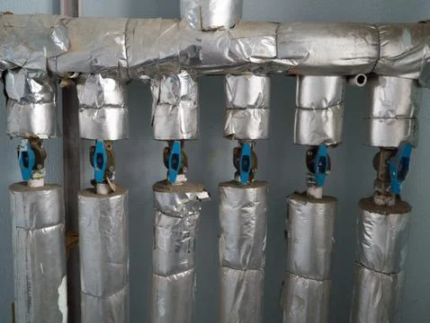 Condominium water supply system in panel flats scene  Stock Photos