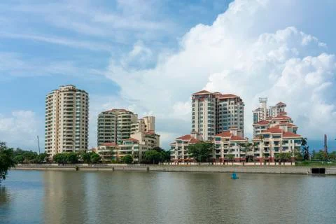 Condominiums by the River Stock Photos