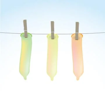 Condoms on clothesline Stock Illustration