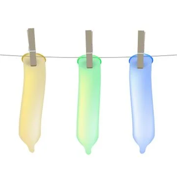 Condoms on clothesline Stock Illustration